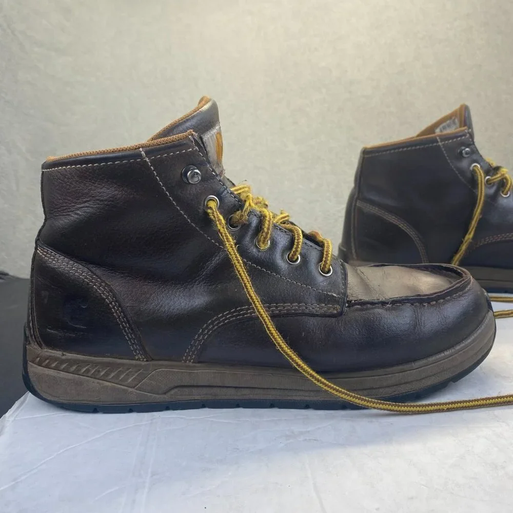 Carhartt F3445 21Men's 10.5 Lightweight Wedge Moc Toe Chukka Brown Leather Upper